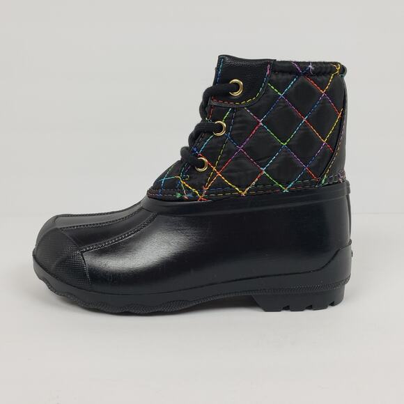 Sperry Port Rainbow Toddler Girls Size 12 Black Quilted Casual Duck Rain Boots - Picture 3 of 11